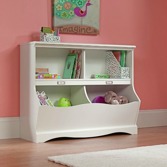 Sauder Pogo White Bookcase and Toy Storage Unit (reg. $164.99) just $56 Shipped! Perfect storage for the playroom or homeschool!